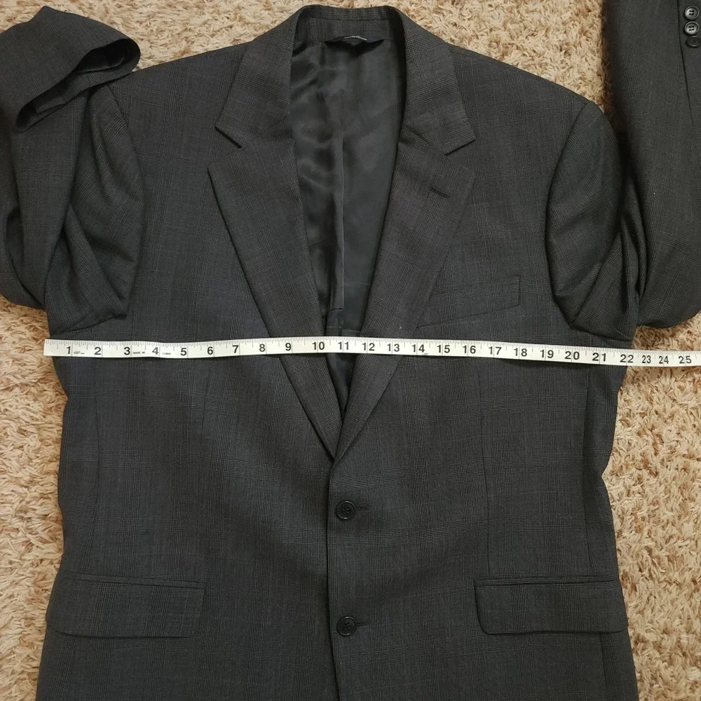 Brooks Brothers 346 Blazer Mens 44R Grey Glen Plaid Two Button Sport Coat